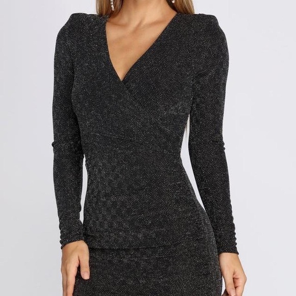 Shoulder pad 90 sparkles glitter girl mini dress bodycon goin out formal fashion - Picture 3 of 14